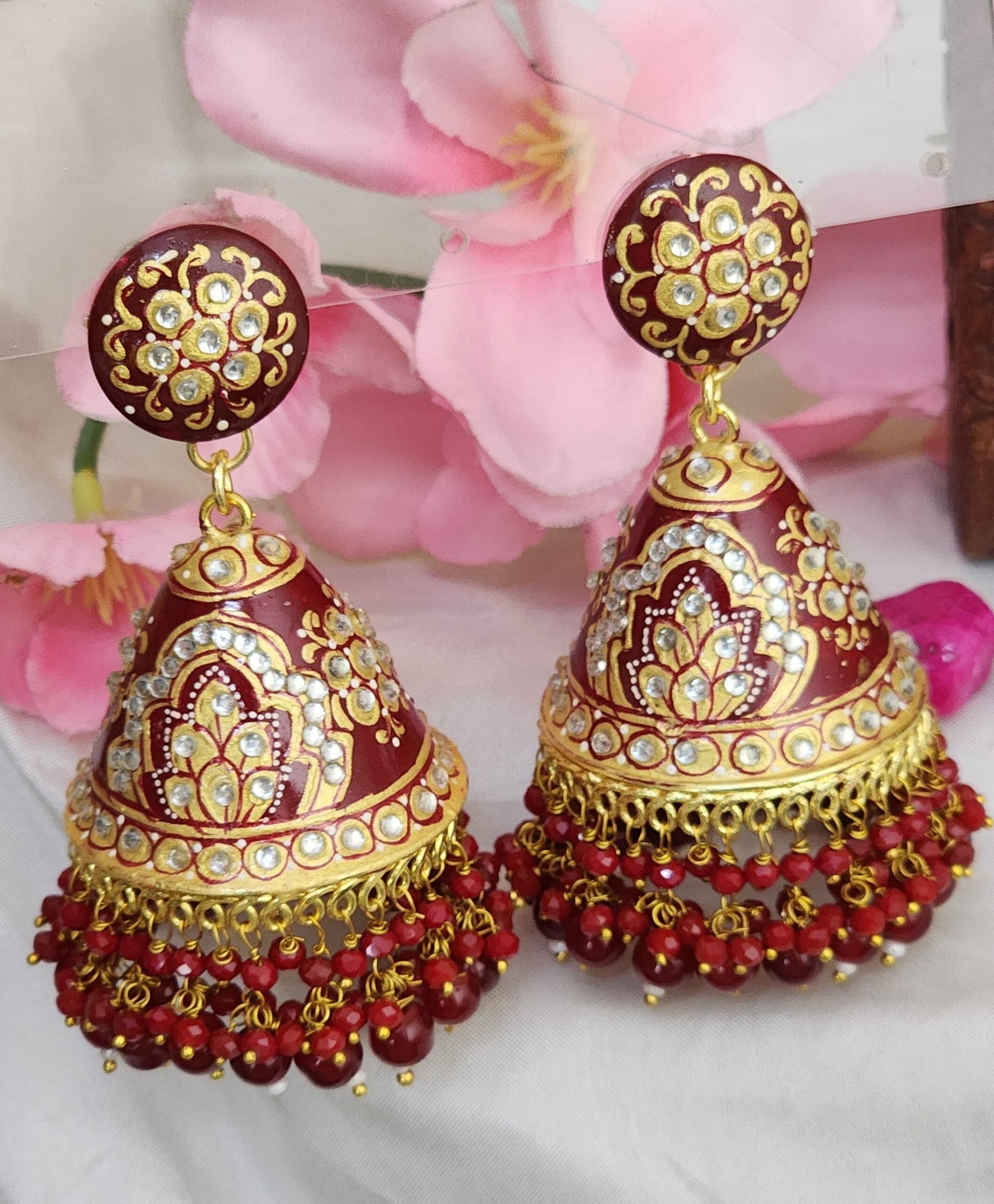 Rithu’s handcrafted meenakari jhumkas in premium quality