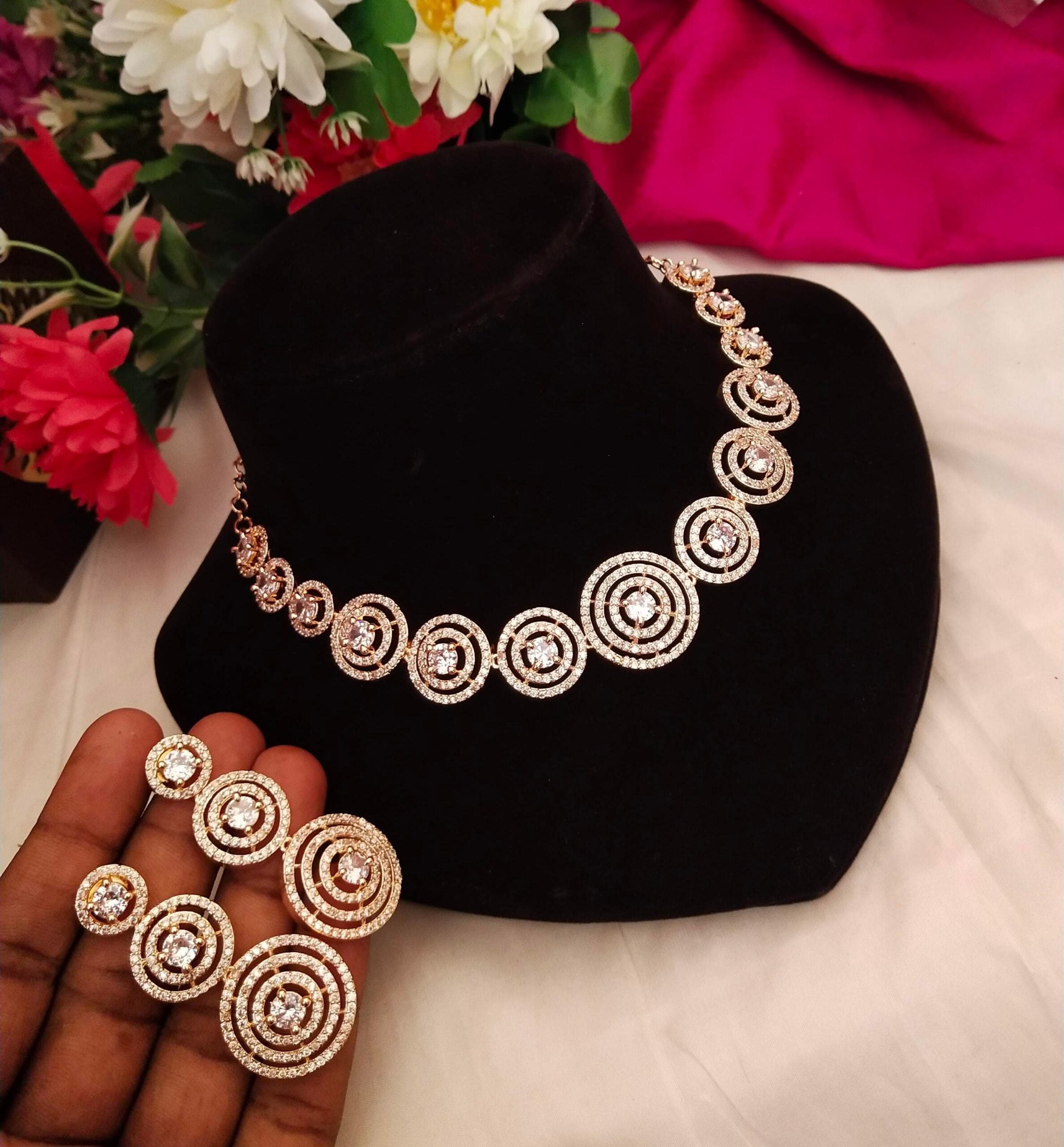 Subha sree circle adstone neckset with earrings